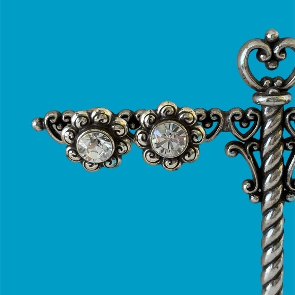 Brighton Vintage Crystal Earrings. Silver plated - Picture 3 of 4